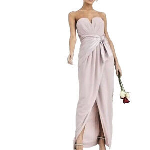 NWT TFNC London Strapless Maxi Dress Satin Chiffon Bow Wrap Front Bridesmaid 10